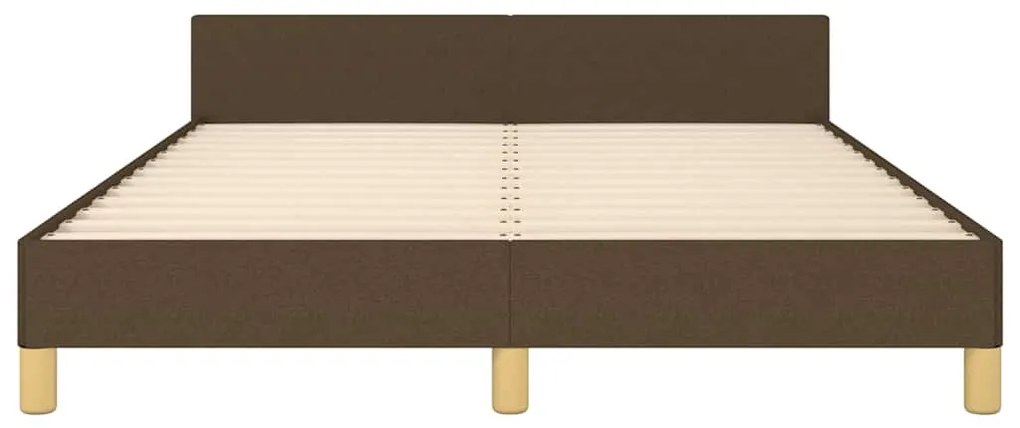 Estrutura de cama sem colchão 140x190 cm tecido castanho-escuro