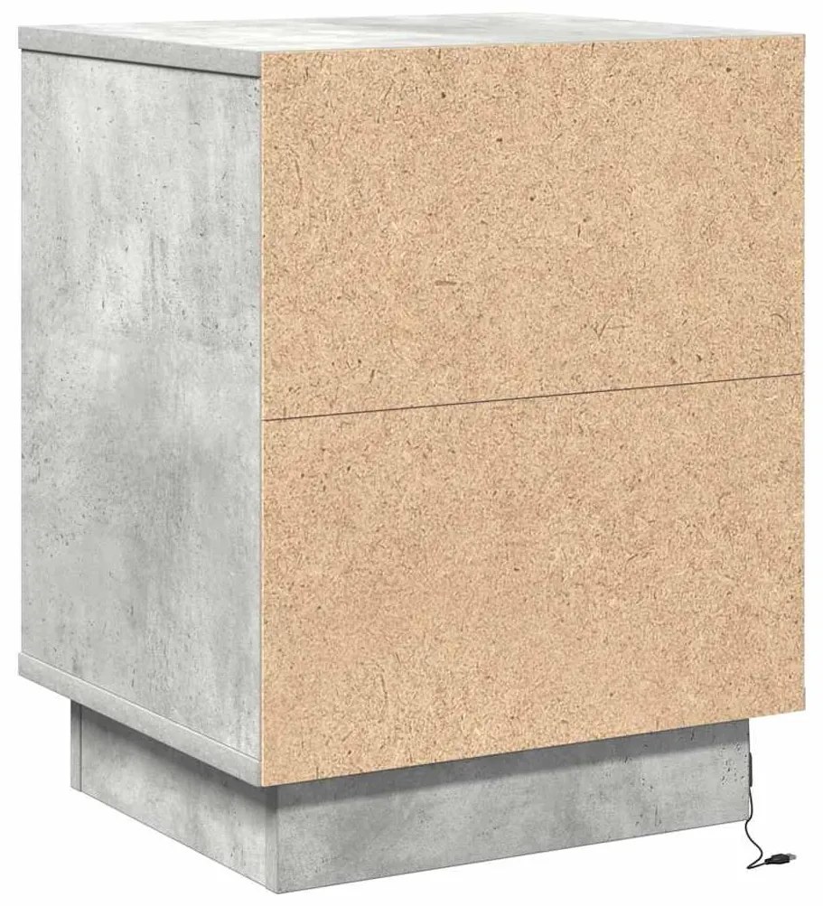 Mesas de cabeceira com luzes LED 2 pcs Cinza Concreto 39x34,5x50 cm