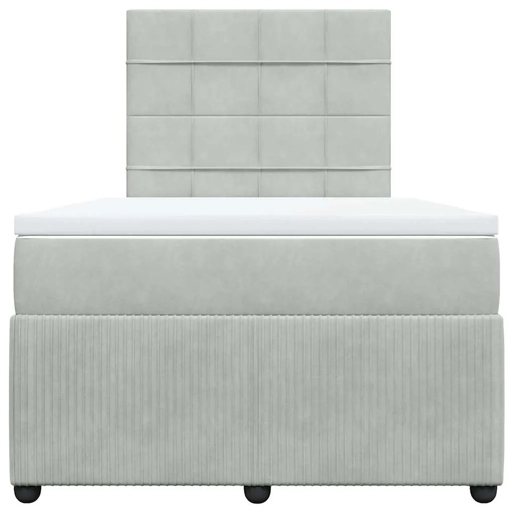 Cama boxspring com colchão 120x190 cm veludo cinzento-claro
