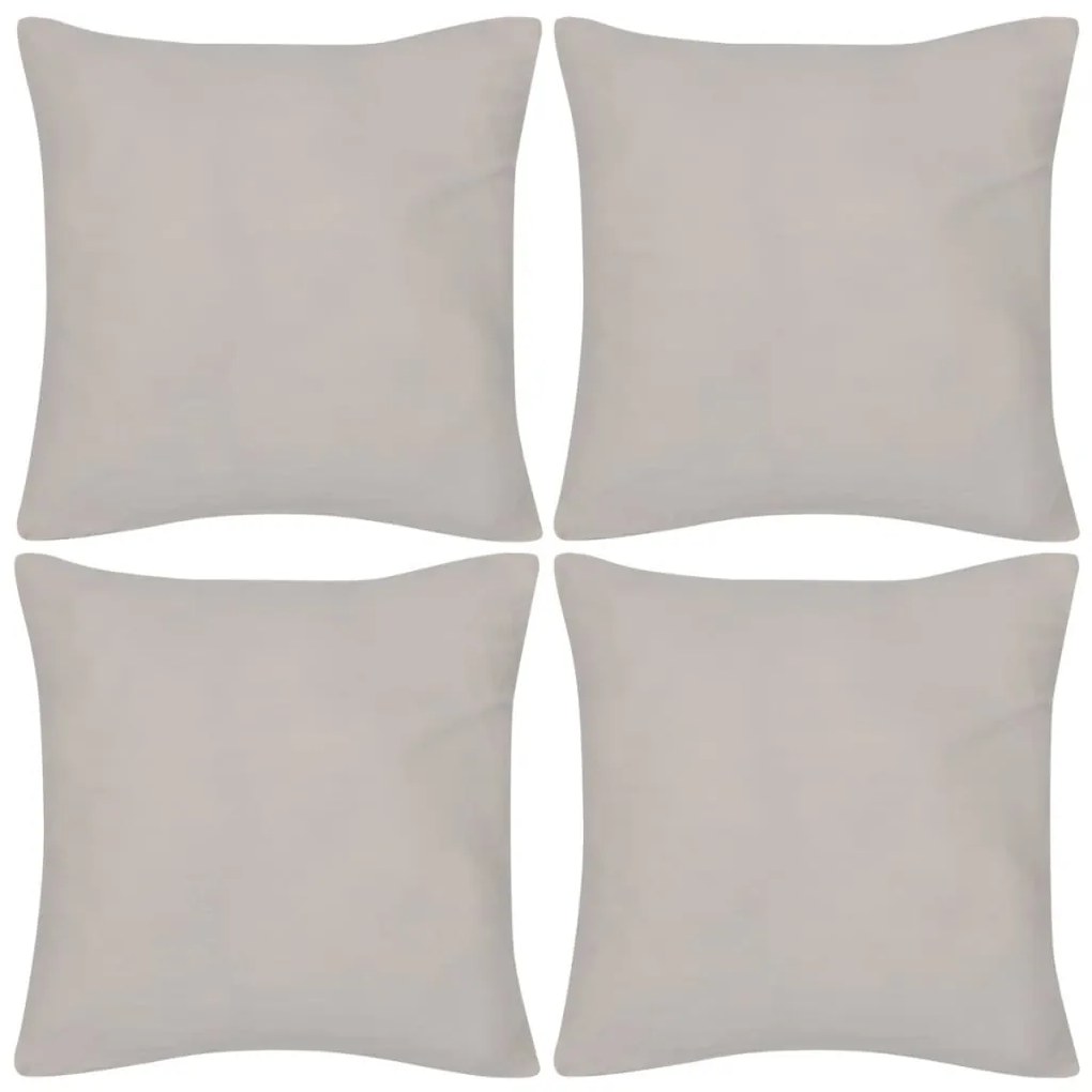 Capas de almofada algodão 4 pcs 80 x 80 cm bege