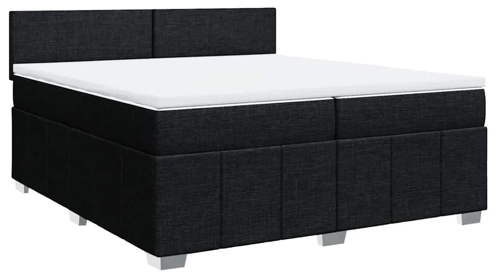 Cama com molas/colchão 200x200 cm tecido preto