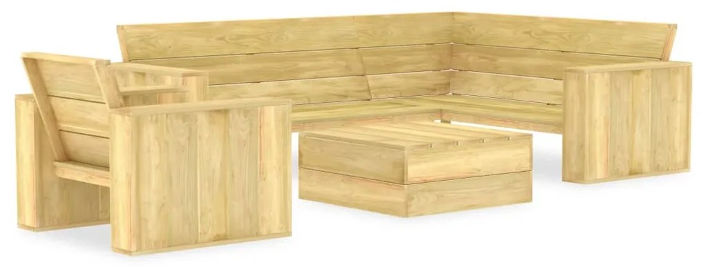 vidaXL 3 pcs conjunto móveis jardim madeira de pinho impregnada