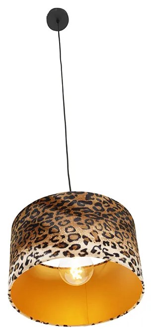 Candeeiro de suspensão moderno preto com cúpula de leopardo 35 cm - Combi Moderno