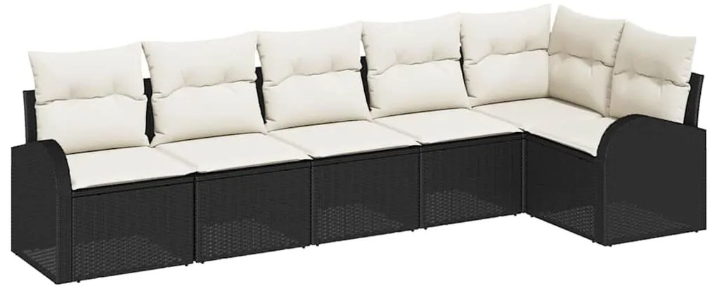 Conjunto de Sofá de Jardim vidaXL de 6 Peças com Almofadas Preto Ratta