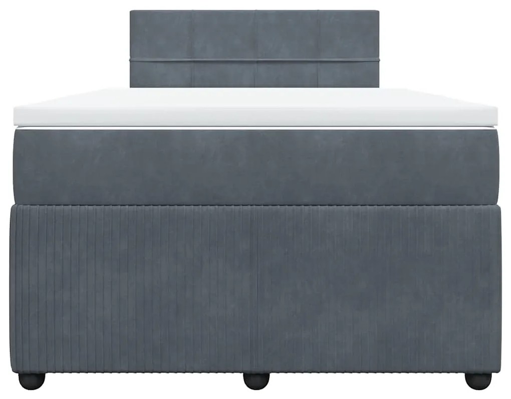 Cama boxspring com colchão 120x200 cm veludo cinzento-escuro