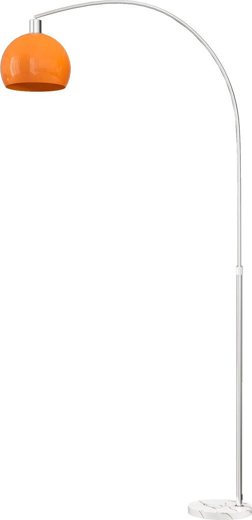 HOMCOM Lâmpada de Pé em Arco com Interruptor de Pedal em Mármore Metal e Plástico 26x90x180 cm Branco e Laranja | Aosom Portugal