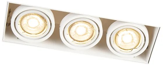 Foco embutido branco rotativo e inclinável sem moldura 3 luzes - Oneon Design,Moderno