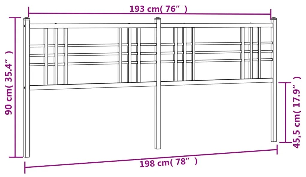 Cabeceira de cama 193 cm metal preto