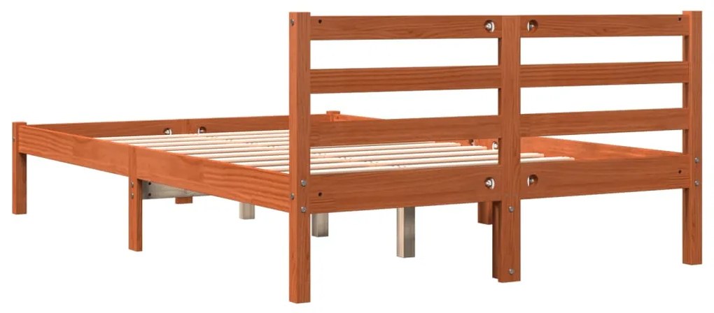 Cama sem colchão 120x200 cm madeira pinho maciça castanho-mel