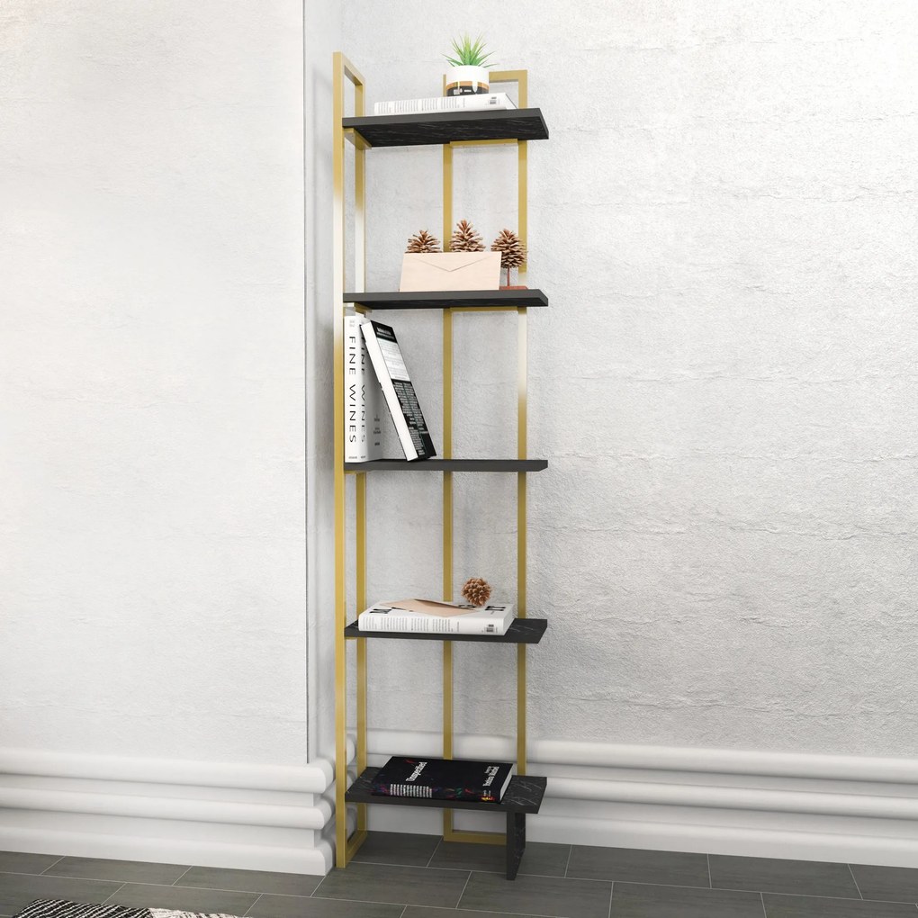 Estante Alice – Preto e Dourado – 45,2 cm x 21,6 cm x 180 cm