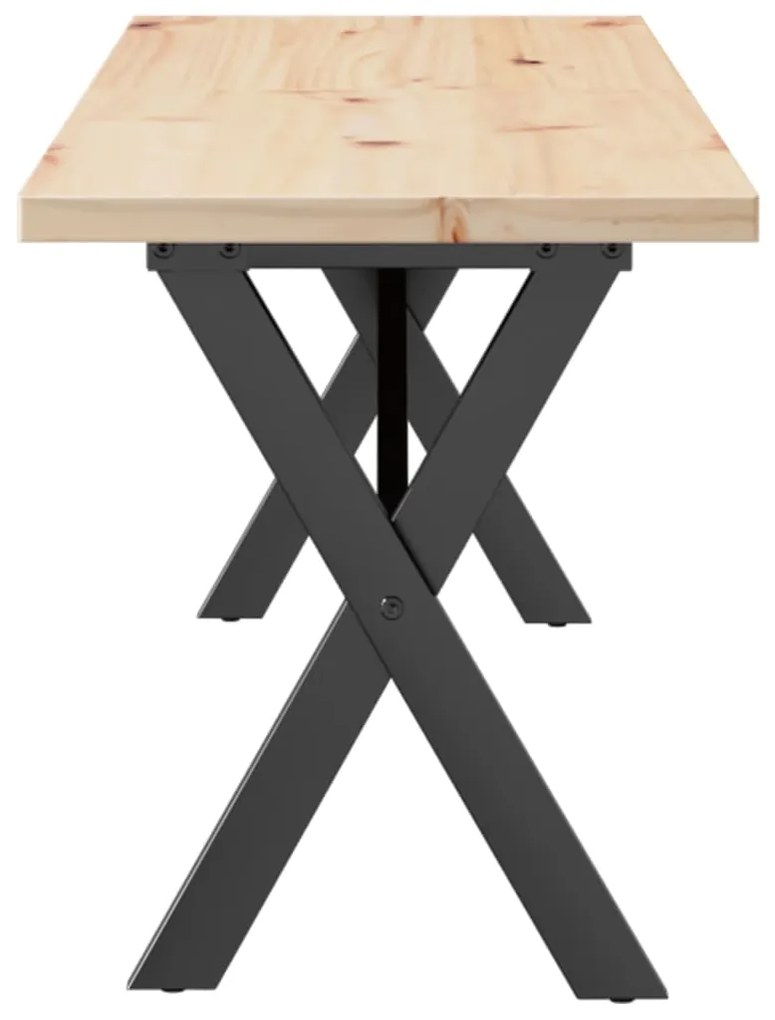 Mesa de centro estrutura em X 160x40x45,5cm pinho/aço