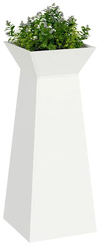 Pilar de Jardim com Vaso Branco 40x40x100 cm em Metal.