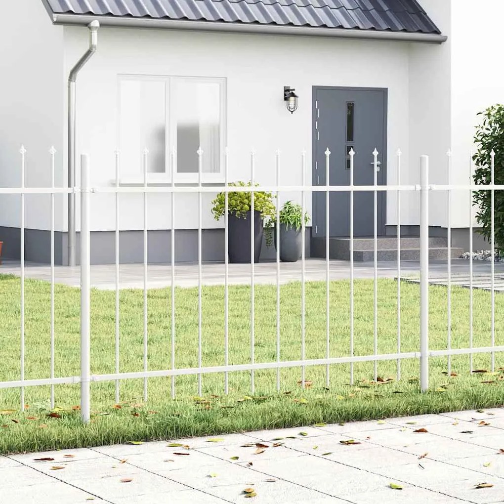 vidaXL Cerca de Jardim com Topo em Lança Branca 15,3x0,8 m em Aço