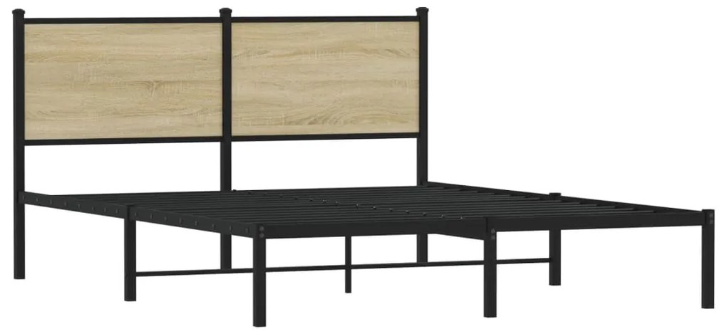 Estrutura de cama sem colchão 150x200cm metal carvalho sonoma