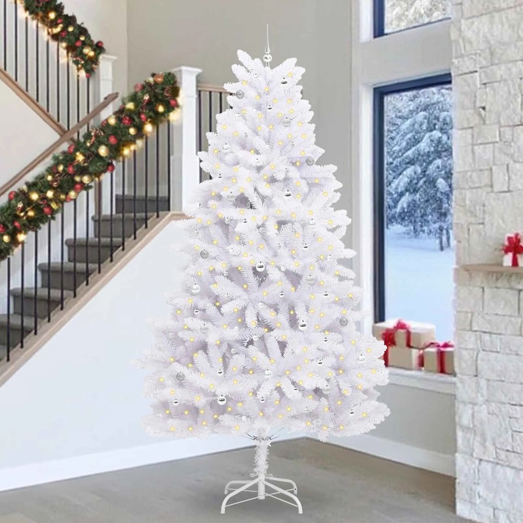 vidaXL Árvore de Natal Articulada Artificial Branco 300 cm PVC e Aço