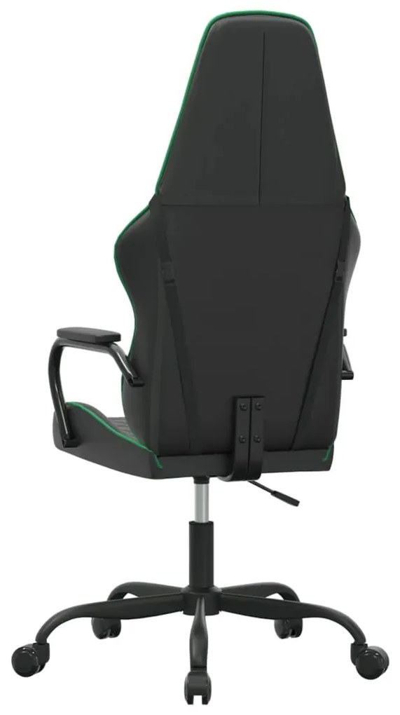 Cadeira gaming massagens couro artificial verde e preto