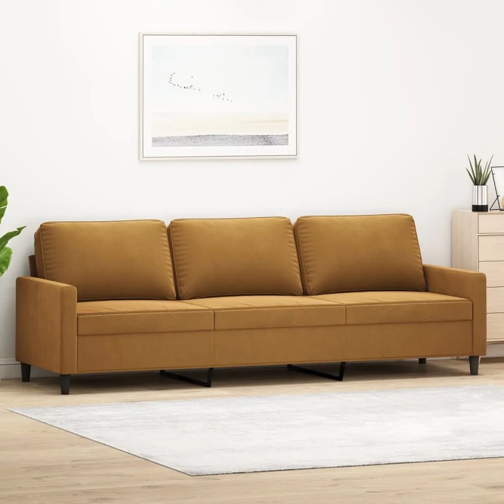 348772 vidaXL Sofá de 3 lugares 210 cm veludo castanho