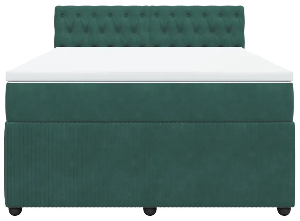 Cama com molas/colchão 140x200 cm veludo verde-escuro