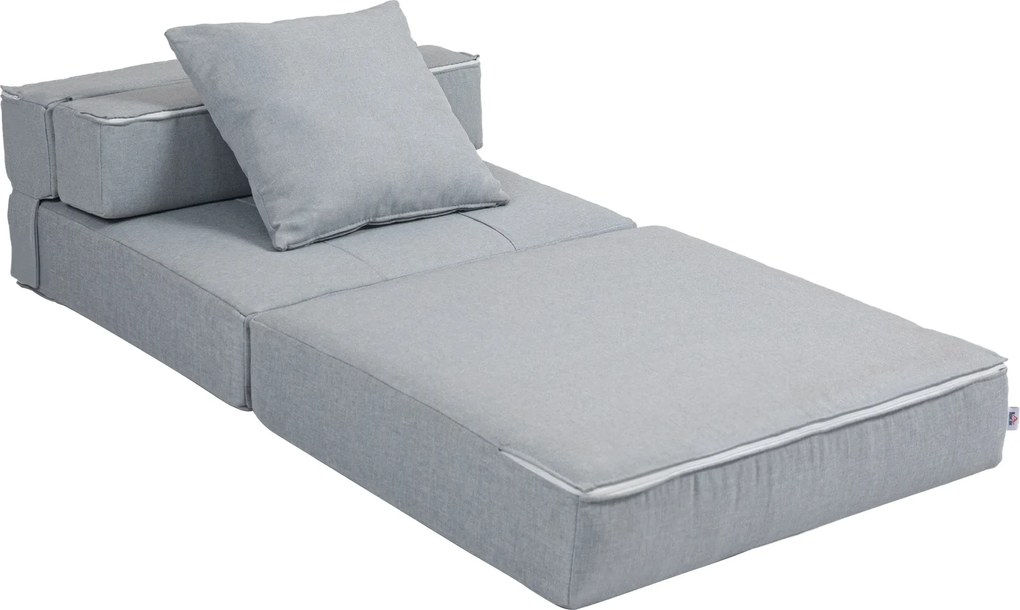 Poltrona-sofá-cama convertível de 1 lugar com 1 almofada com capa removível, tecido cinzento claro