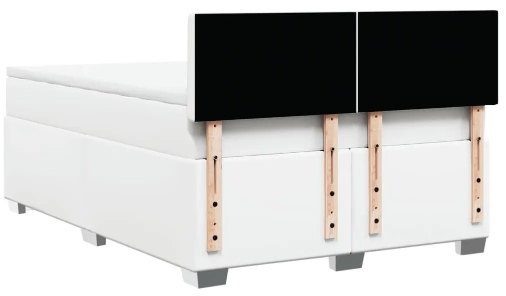 Cama com molas/colchão 140x190 cm couro artificial branco