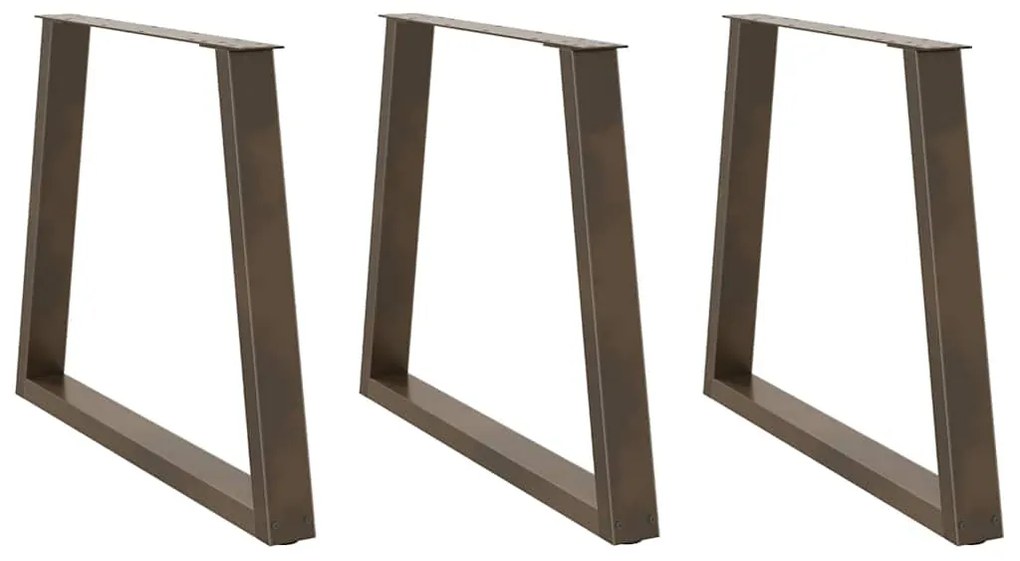 Pés para mesa de jantar em formato de V, 3 peças, aço natural, 70x(72-