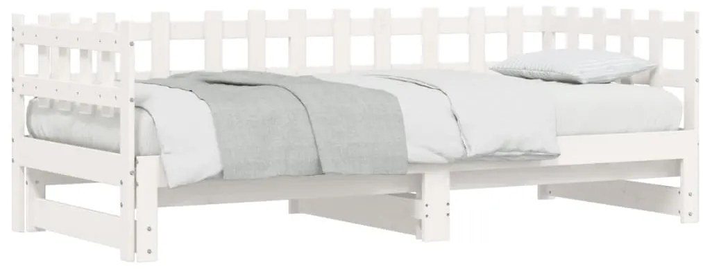Sofá-cama de puxar 2x(90x200) cm pinho maciço branco