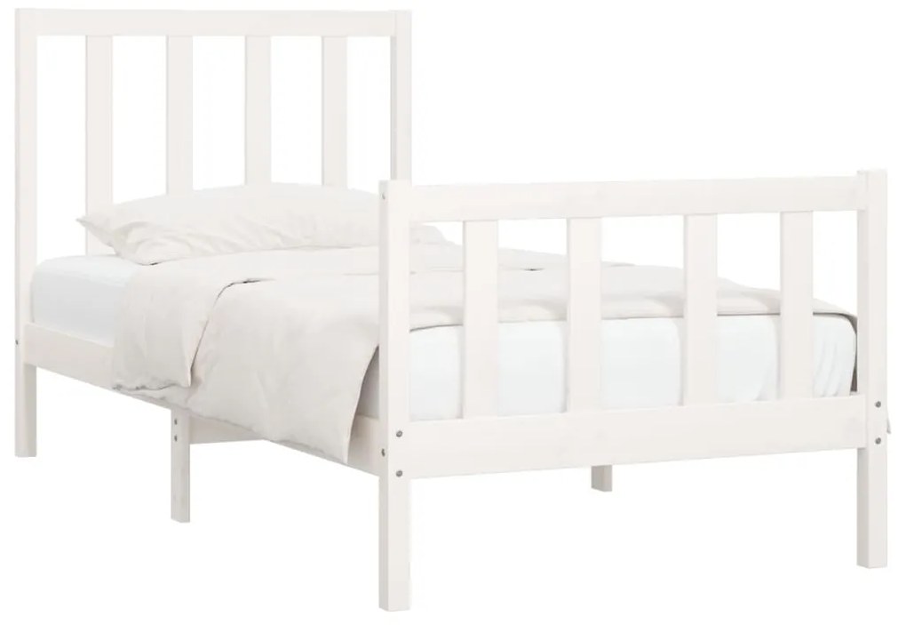 Estrutura de cama 100x200 cm madeira maciça branco