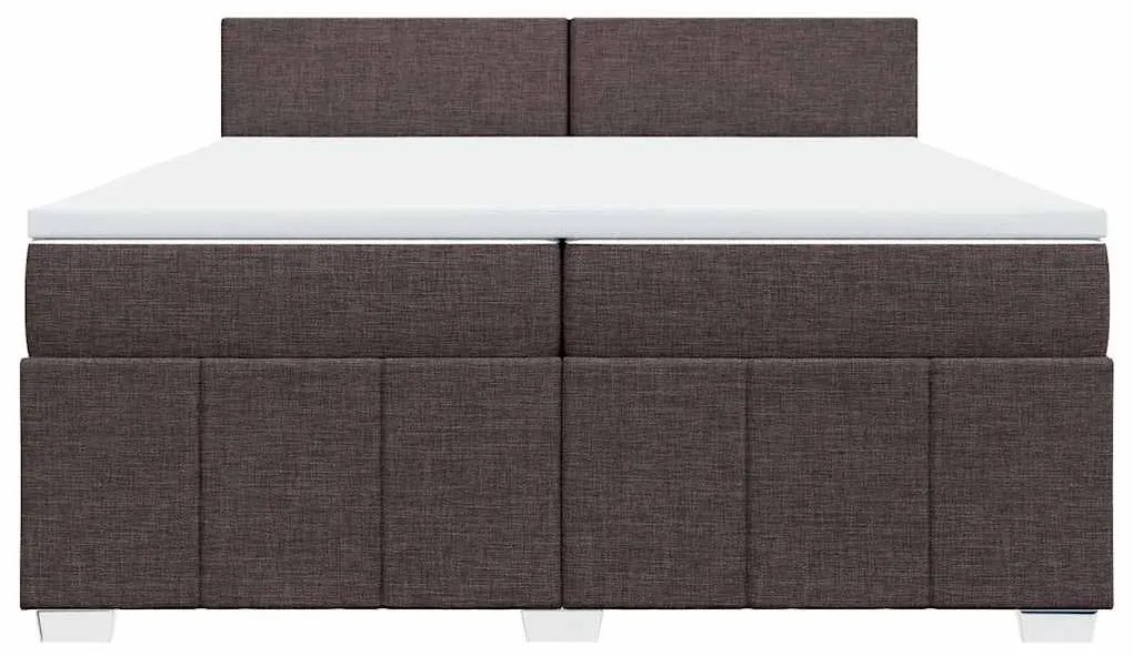 Cama com molas/colchão 200x200 cm tecido castanho-escuro