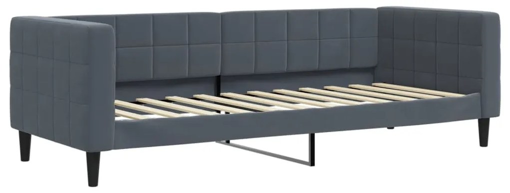 Sofá-cama com gavetão 80x200 cm veludo cinzento-escuro