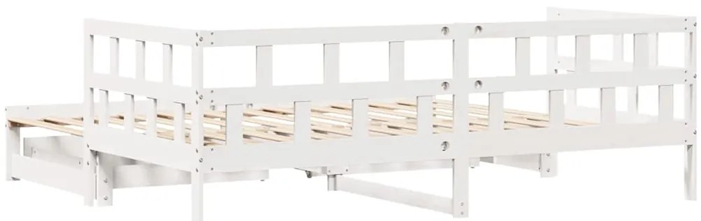Sofá-cama com gavetão e gavetas sem colchão 90x190 cm branco