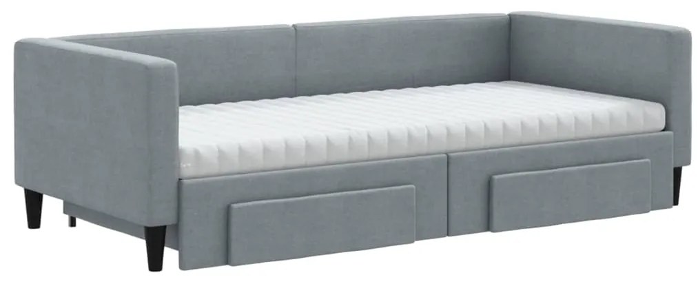 Sofá-cama c/ gavetão e gavetas 90x190 cm tecido cinzento-claro