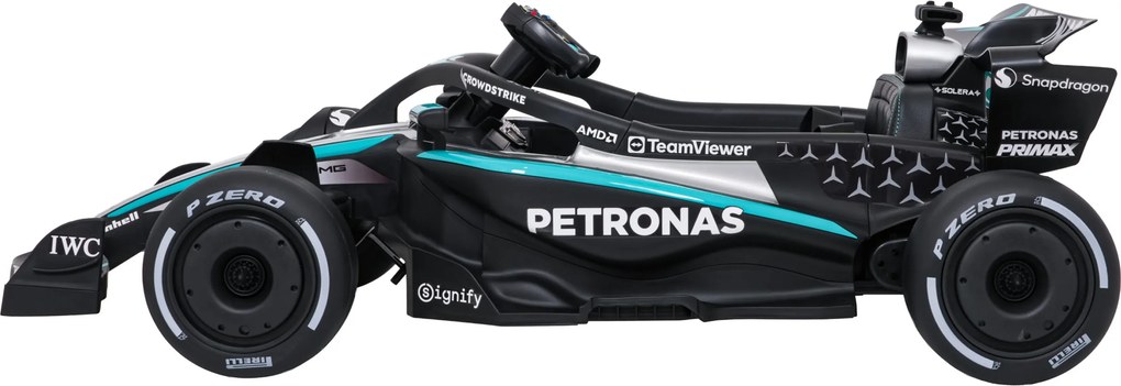 Carro elétrico para Crianças 12V AMG PETRONAS Formula 1 Rodas de espuma EVA, Assento Couro ecológico Preto