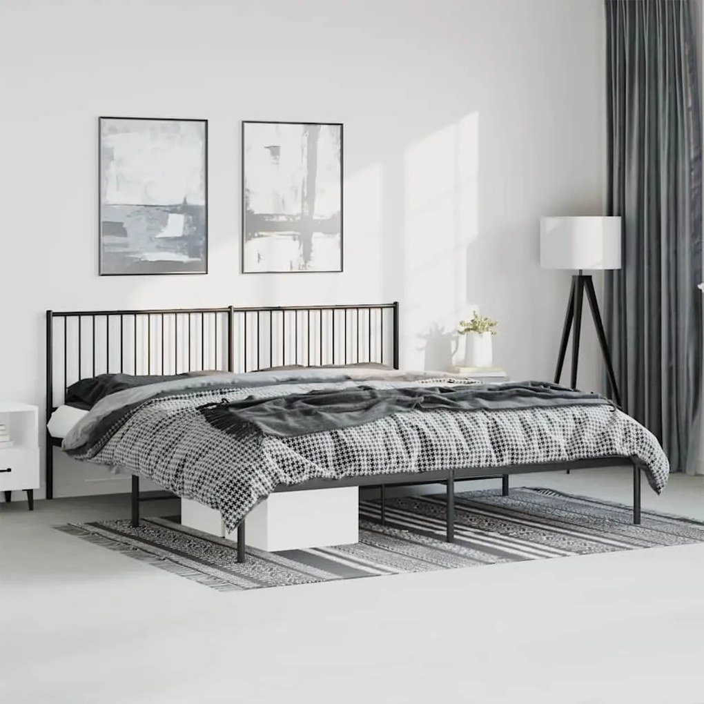 Estrutura de cama com cabeceira 193x203 cm metal preto