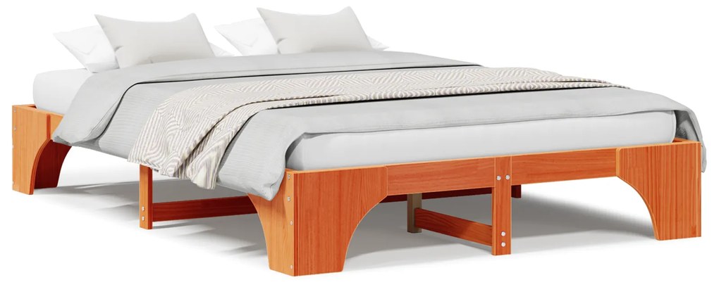 Estrutura de Cama Castanho encerado Madeira 160 x 200 cm Durável