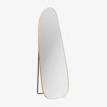 Espelho De Pé Irregular 55x165 Cm Em Alumínio Naruvan Amarelho Ouro - Sklum