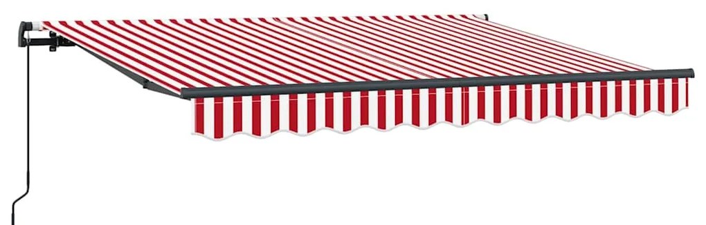 Toldo Retrátil Manual Vermelho e Branco e Antracite 3.5 x 2 m