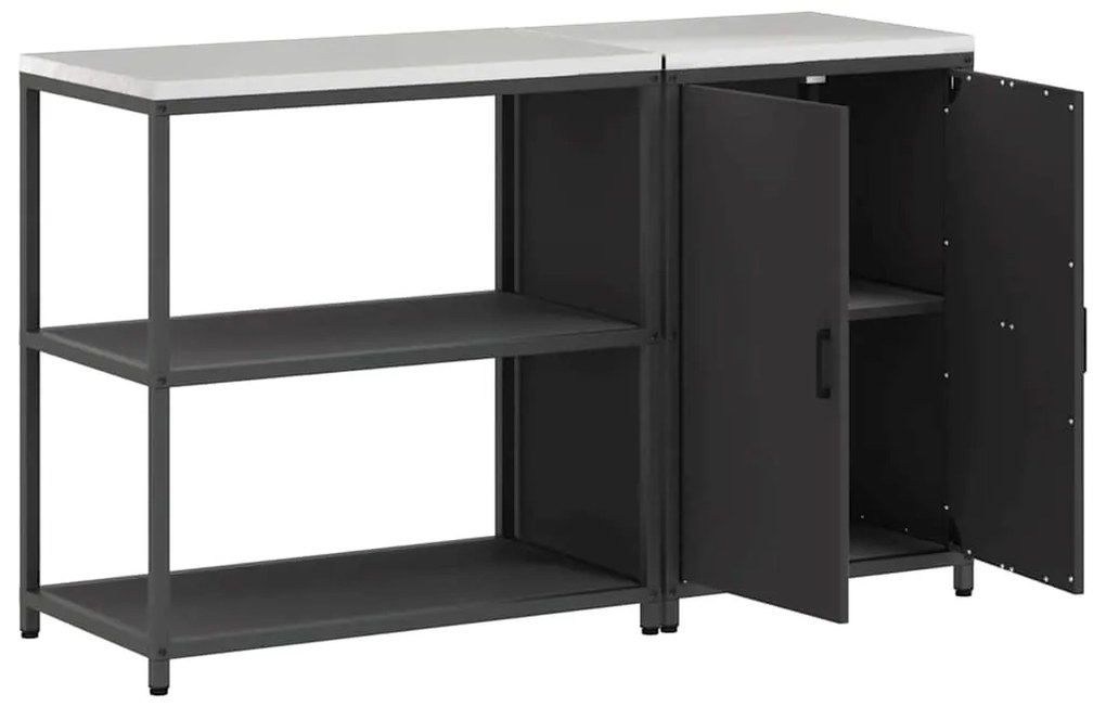 Conjunto de Armazenamento de Cozinha com prateleira 2 pcs Preto