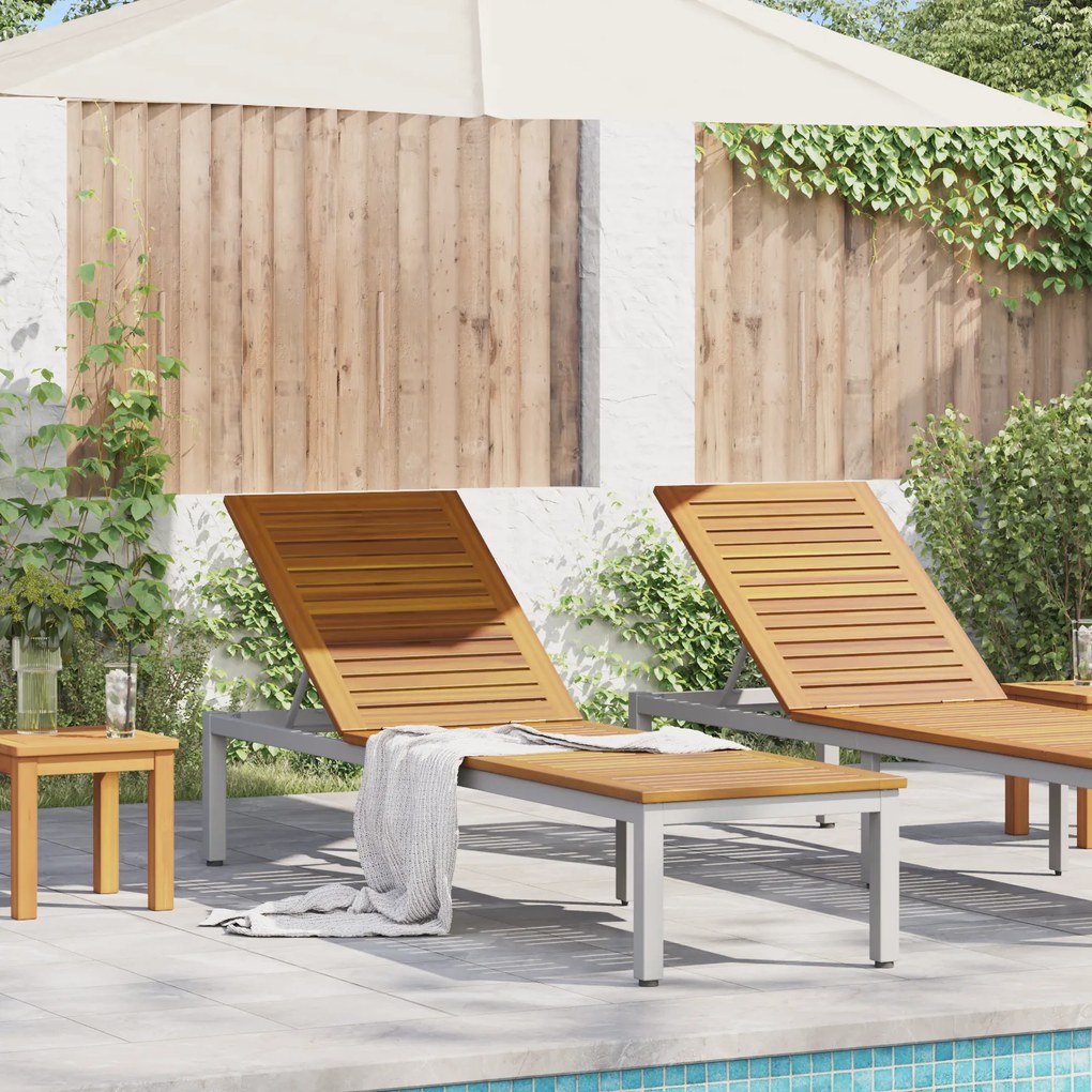 vidaXL Espreguiçadeira Cinza 200x55x35 cm Madeira de Acácia