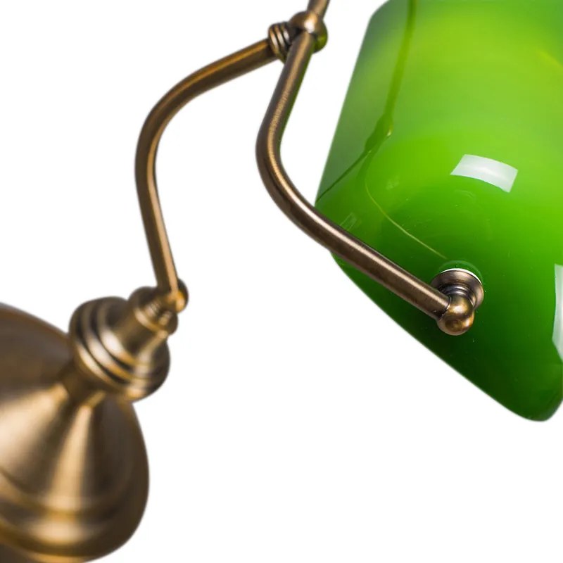 LED Candeeiro de mesa clássico inteligente bronze com vidro verde incl. Wi-Fi A60 - Banker Clássico / Antigo,Retro
