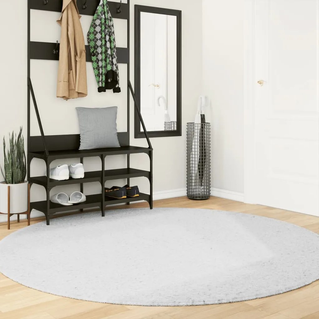 vidaXL Tapete de pelo curto OVIEDO Ø 200 cm cinzento
