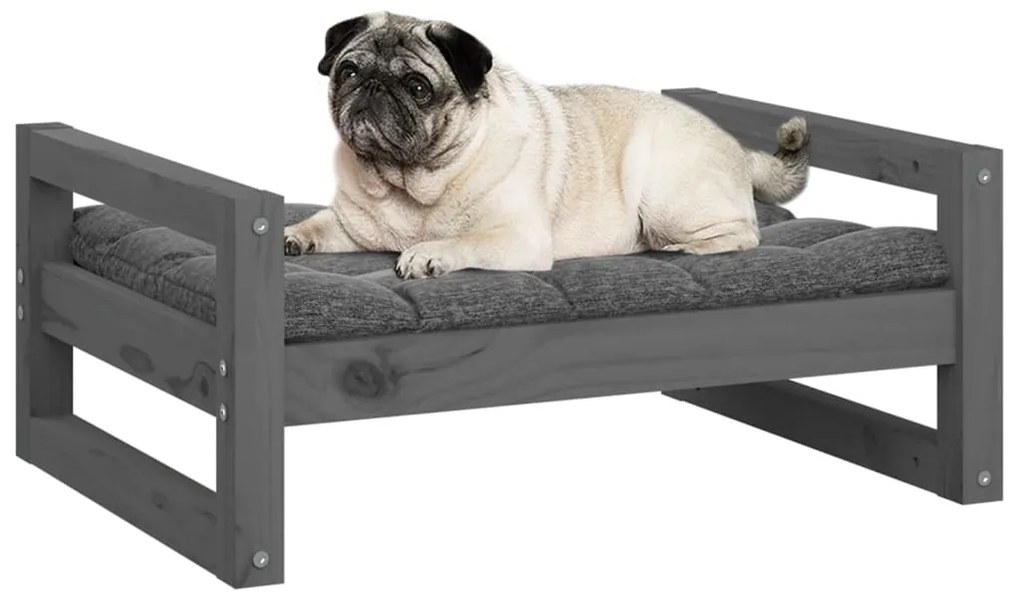 Cama para cães 65,5x50,5x28 cm madeira de pinho maciça cinzento