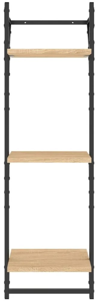 Estante 3 prateleiras + barras 2pcs 30x25x100cm carvalho sonoma