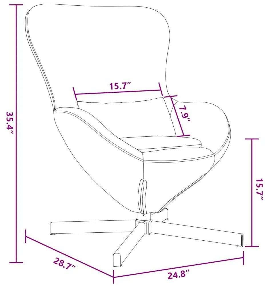 Poltrona Ovo vidaXL Veludo Cinzento-claro