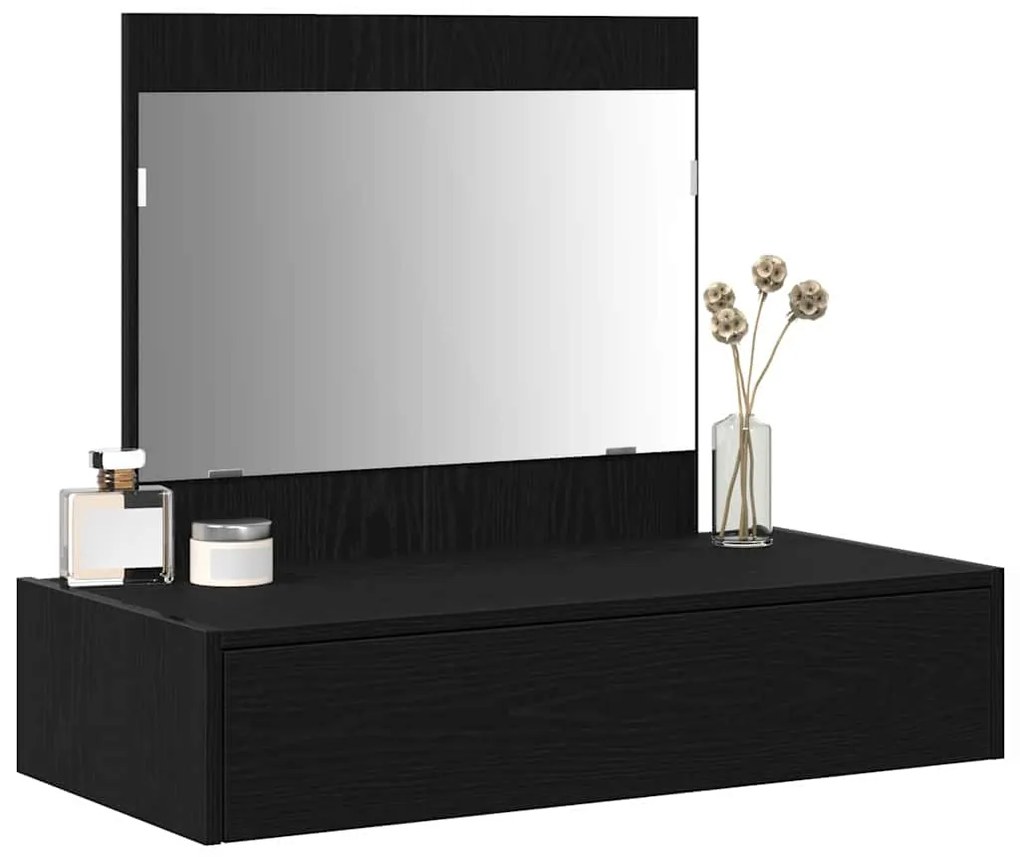 Mesa de Maquilhagem Suspensa Carvalho Preto 83x40x70 cm