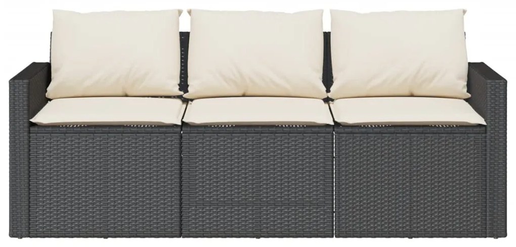 2 pcs conjunto de jantar p/ jardim c/ almofadões vime PE preto
