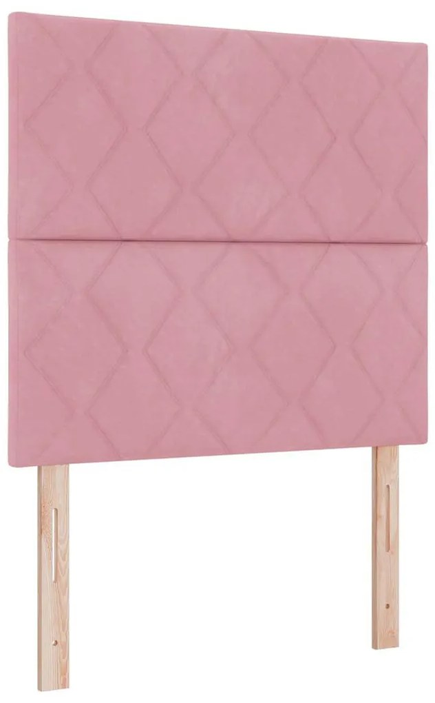 Cama Box Spring vidaXL com Colchão e LED Rosa 120x190 cm Veludo