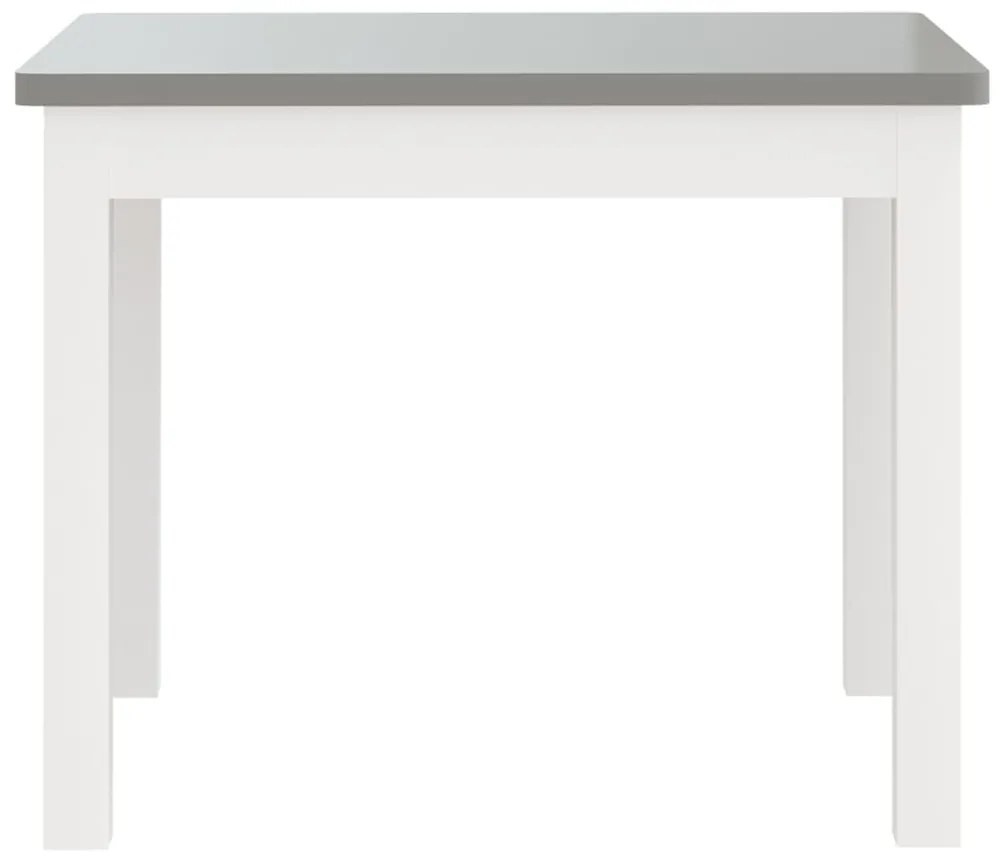 3 pcs conjunto mesa e cadeiras infantil MDF branco e cinzento