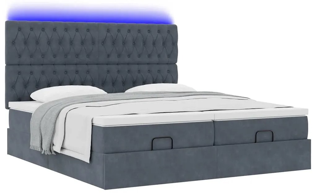 Estrutura cama otomana colchões 180x200 cm cinzento escuro