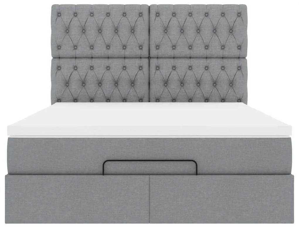 Estrutura de cama otomana com colchão 140x190 cm cinzento claro