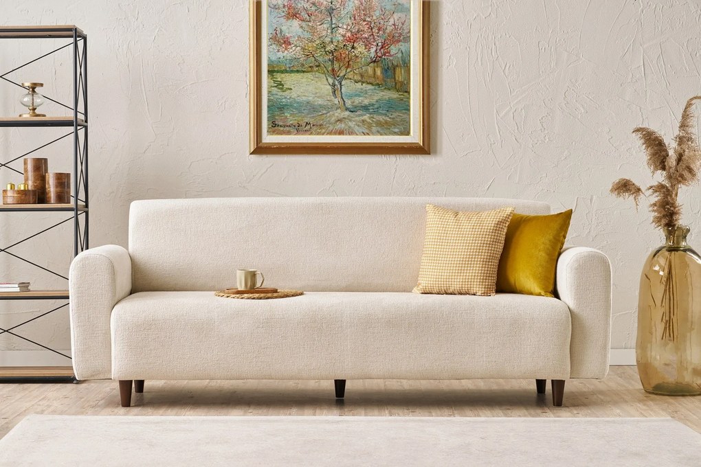 Sofá de 3 Lugares Noya – Creme – 220x87x70 cm